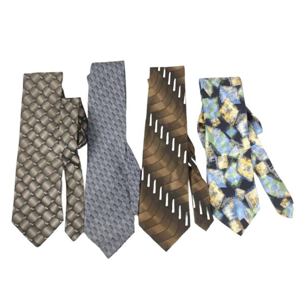 Vintage Set of 4 100% Silk Wide Men's Neck Ties George Zanzara Italy Abstract+ - Picture 3 of 8